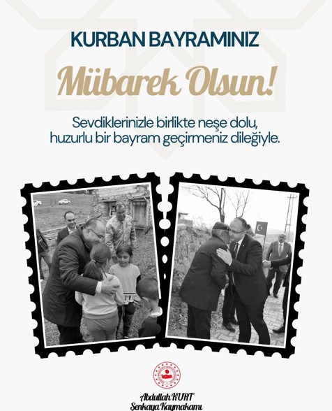 Kaymakamımız Sn. Abdullah KURT'un Kurban Bayramı Tebrik Mesajı;
